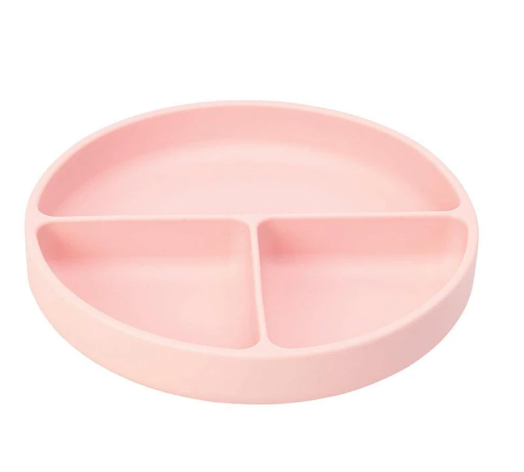 Silicone Suction Divided Plate- Blush Pink