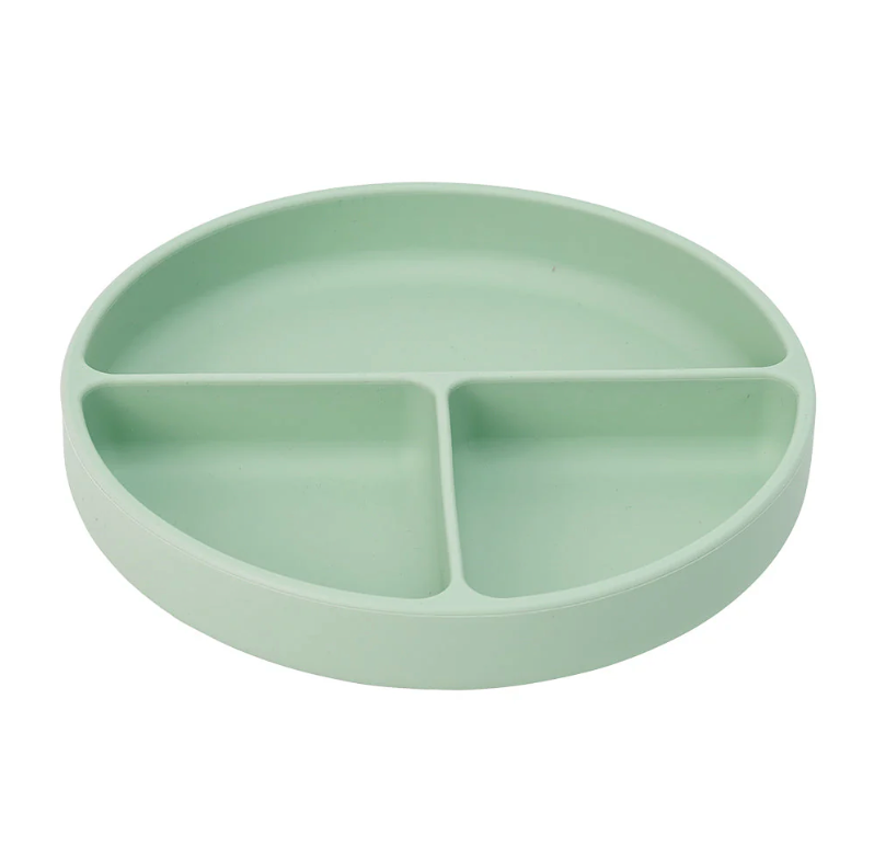 Silicone Suction Divided Plate- Moss