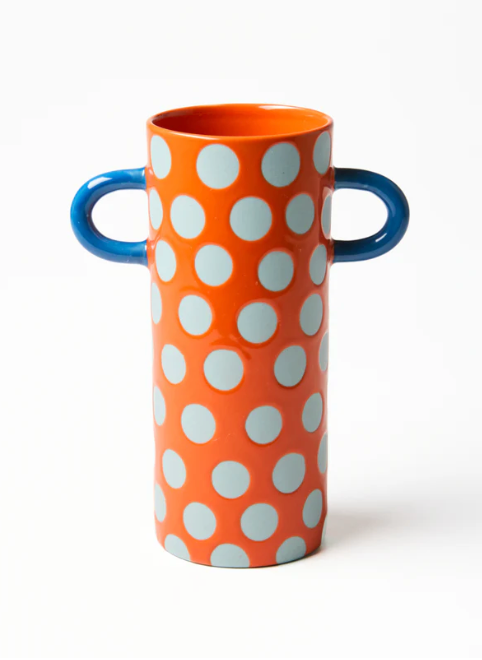 Jones & Co- Griffe Blue Red Spot Bud Vase