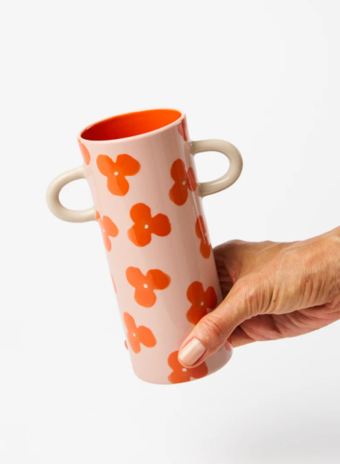 Jones & Co- Griffe Pink Red Floral Bud Vase