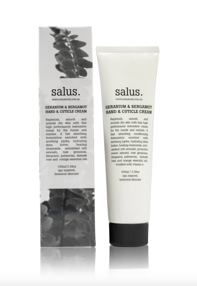 Salus Body- Geranium & Bergamot 100ml Hand & Cuticle Cream