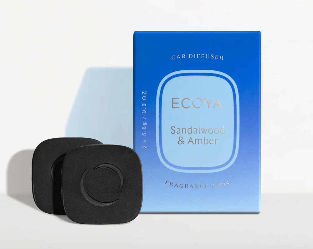 Ecoya- Sandalwood & Amber Car Diffuser Fragrance Pods